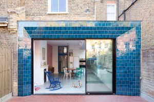 Tiled sliding patio door surround