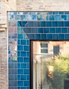 Tiled sliding patio door surround