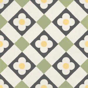 Hidráulico Fun Flowers Lime Patterned Tile