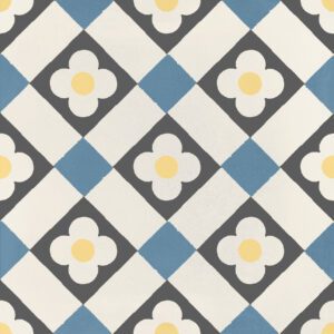 Hidráulico Fun Flowers Blue Patterned Tile